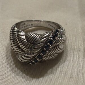 Judith Ripka Silver Sapphire Crossover Ring
